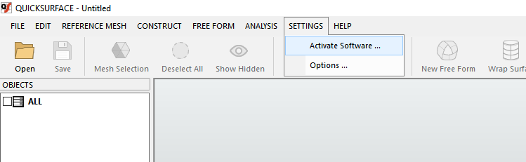 QUICKSURFACE 라이센스 활성화