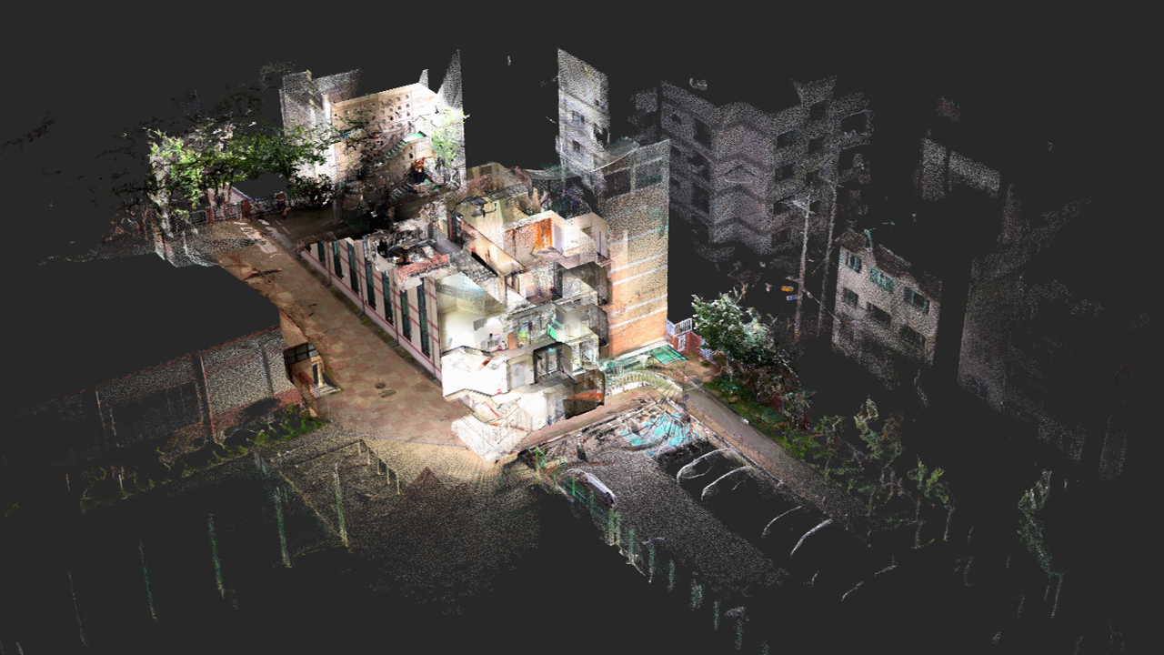 FJD Trion P1 3D 스캐너로 스캔한 샘플 - 고등학교 별관 데이터